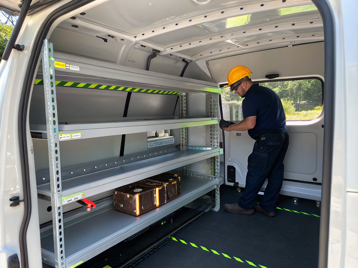 Perfectly organized interior of a professional plumbing van