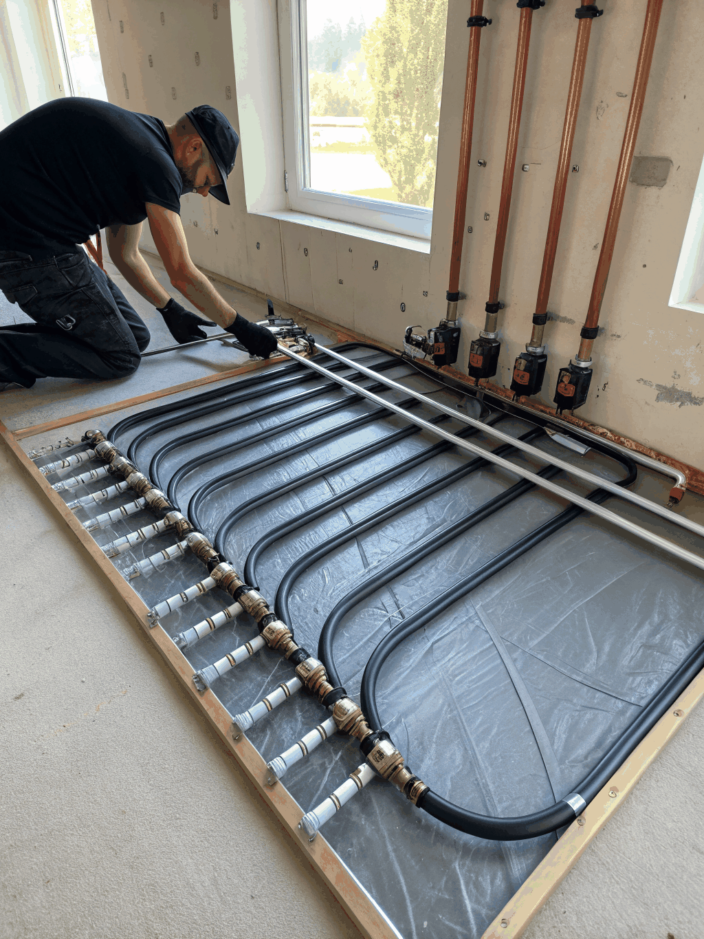 A clean, organized plumbing manifold installation