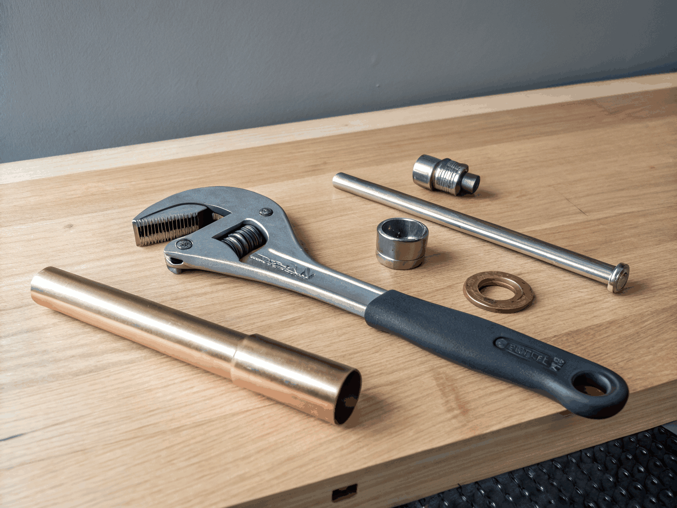 Professional plumbing tools arranged with precision